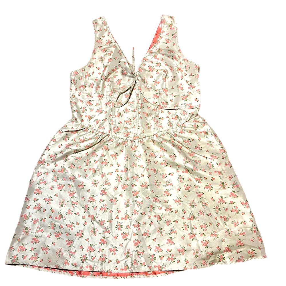 CIDER V-NECK FLORAL KNOTTED CORSET POCKET MINI DRESS - Picture 2 of 12